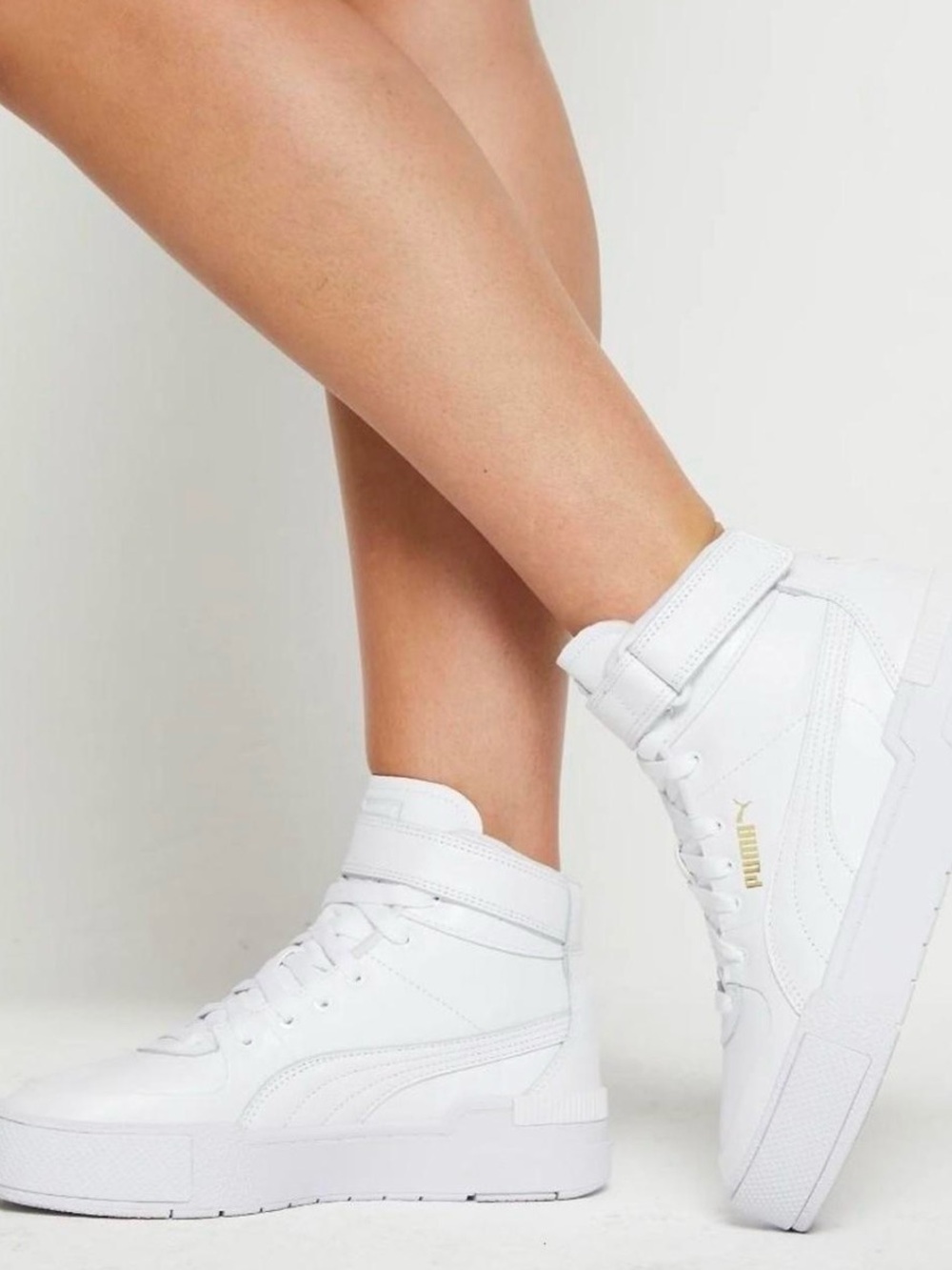 Puma White Women's High-Top Sneakers with Ankle Strap